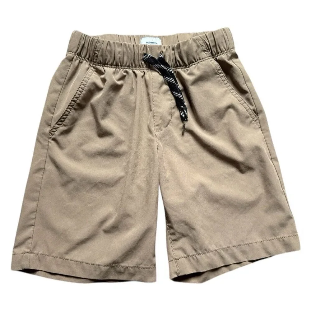 Youth Boys Old Navy Dry-Quick Tech Jogger Drawstring Khaki Shorts - Sz M ( 8 )